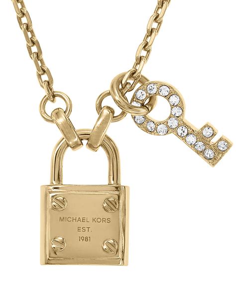 michael kors gold lock necklace|michael kors necklace sale.